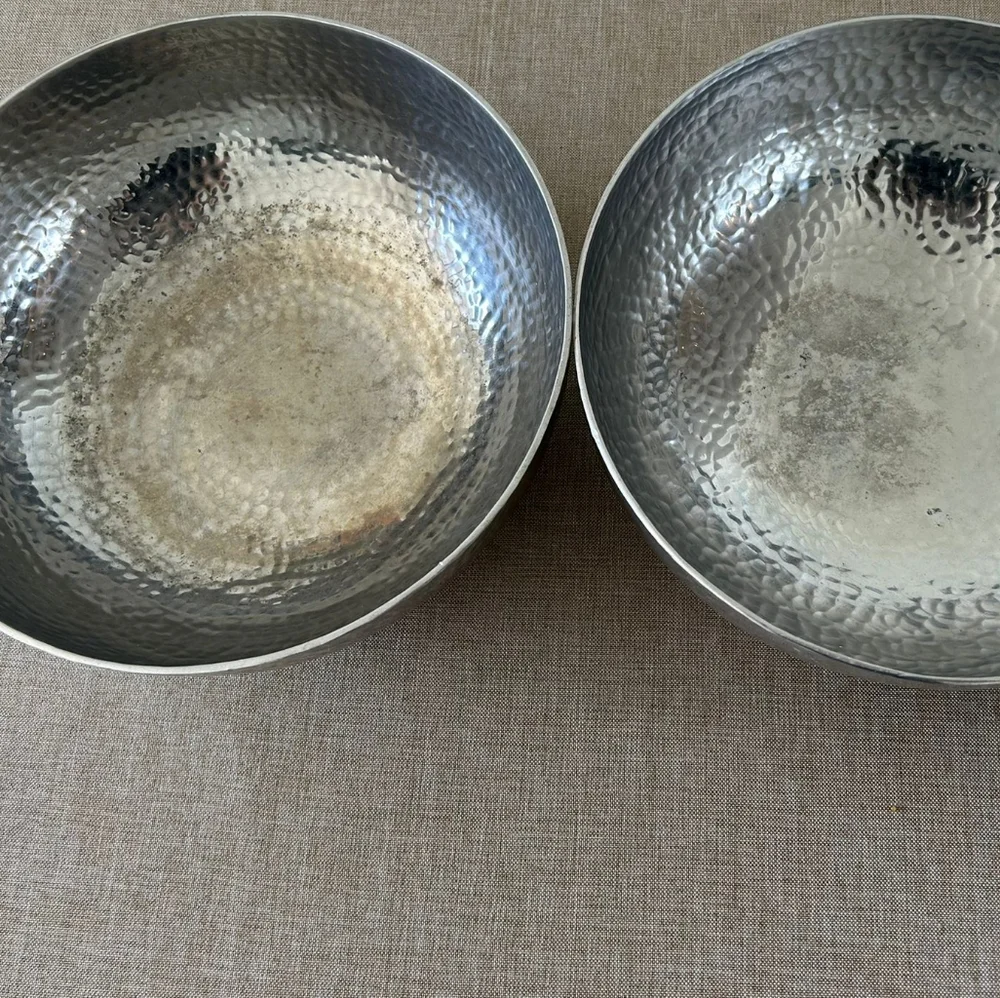 West Elm Silver Hammered Serving Bowl